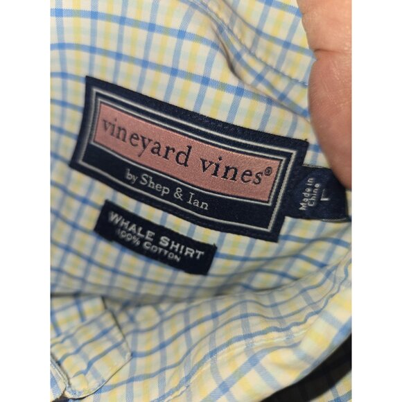 Vineyard Vines Mens Whale Classic Fit Button-Down Shirt Medium Blue-Yellow Plaid - Picture 5 of 6